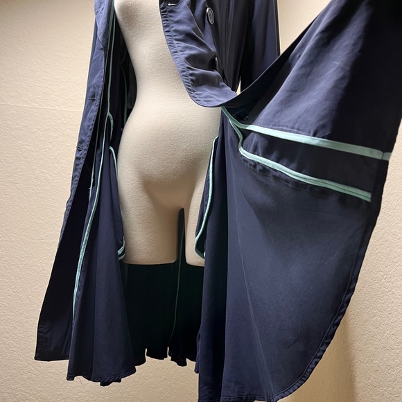 Anthropologie LRA Blue Coat Dress Size M 8 10 Button Front Fit-And-Flare Retro - Picture 9 of 11